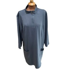 NorthStyle 1/4 Zip Knit Dress Blue Pockets Comfy Classic Athleisure‎ Lounge